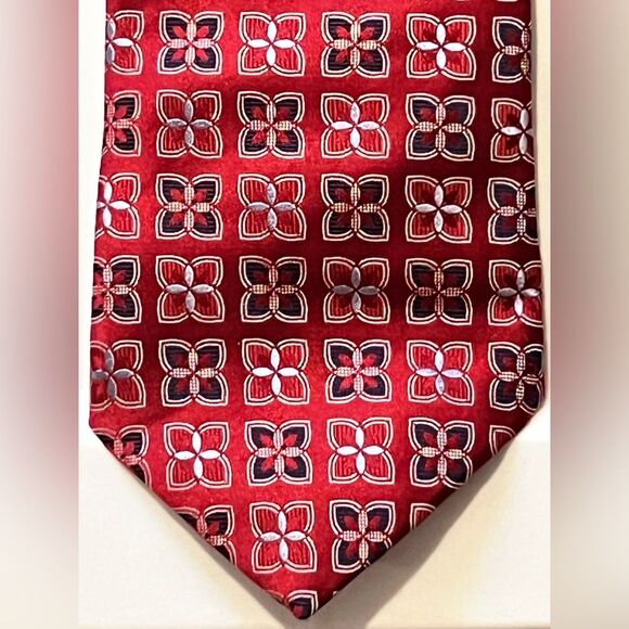 Ermenegildo Zegna tie 100% Silk Red Black Light Blue Size XL Made in Italy - Picture 7 of 7